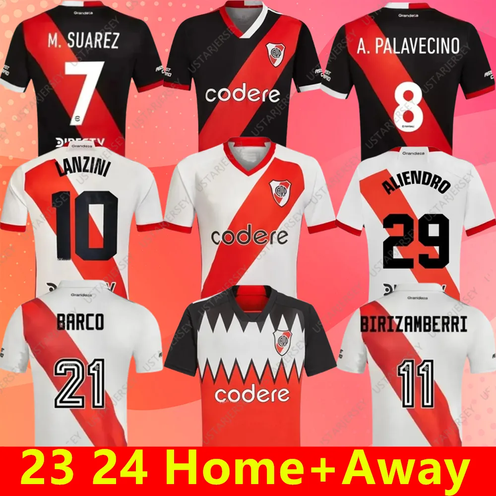 River Plate Soccer Jerseys Barco De La Cruz Quintero Aarezpratto Fernandez Camisetas Solari Men Kids Kits Set Javascript 23 24 AWAY Football concept shirt