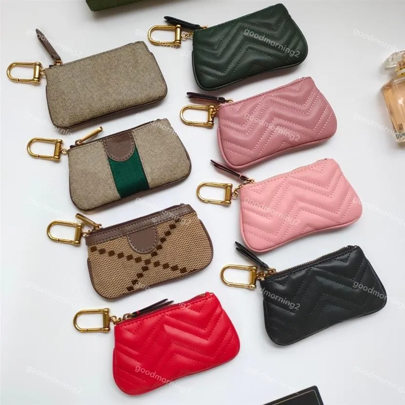 Men women Key Wallets Designer Fashion Coin Purse Card Holder Pendant Wallet genuine leather zipper Bag Accessoires 8 Color278Q