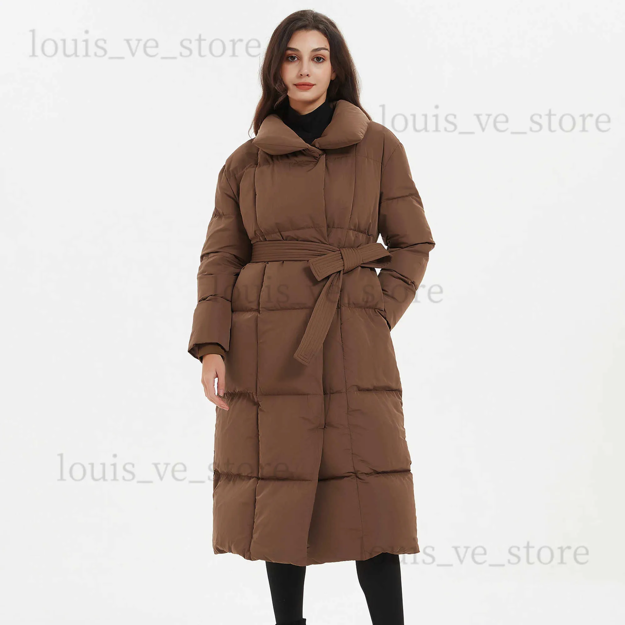 Dames down parkas malina dikke losse parka's dames mode vaste overdekte knop jassen vrouwen elegante das riem lange katoenen jassen vrouwelijke dames t231204