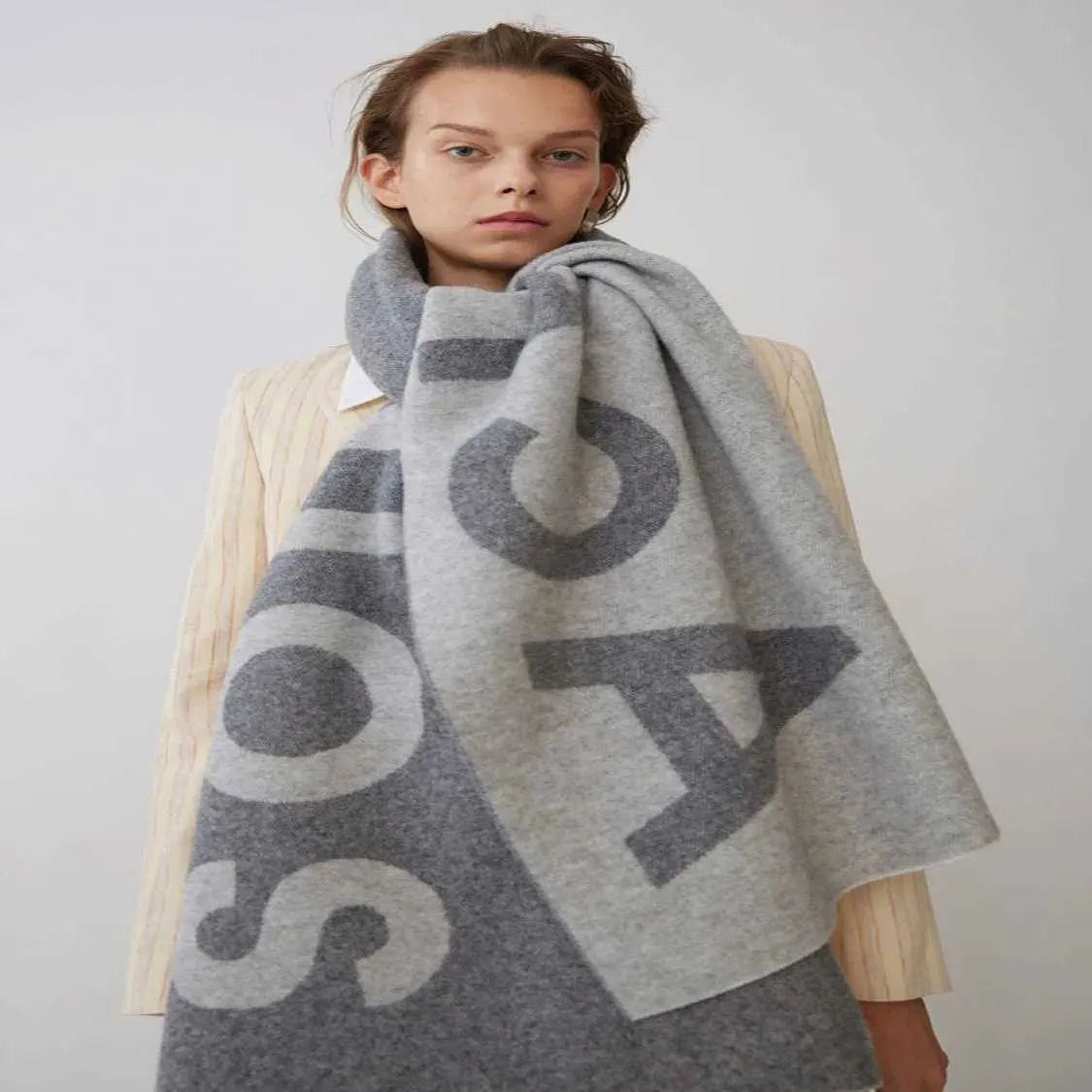 Warm Woolen Scarf with Letter Pattern, Nordic Style, Fashionable ...