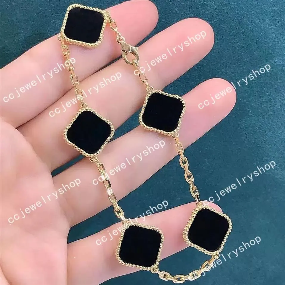 6 colori moda classica 4 quadrifoglio braccialetti con ciondoli catena braccialetto in oro 18 carati conchiglia di agata madreperla per donne ragazze Wedd216h