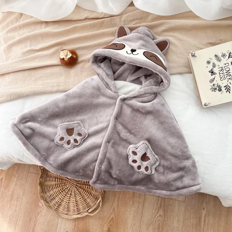 Jassen Herfst Winter Baby Plus Fluwelen Dikker Capuchon Leuke Wasbeer Mantel Jongen Meisje Kinderen Cartoon Fleece Winddicht Kouddichte Warme Cape