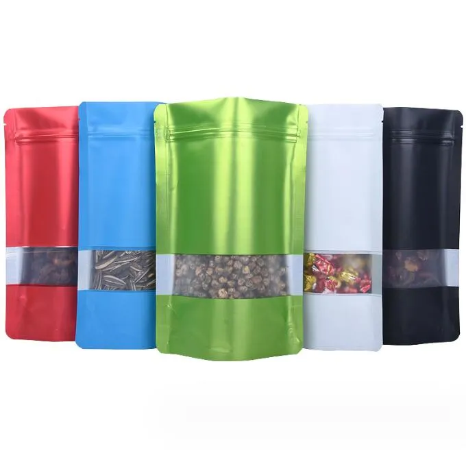 Moisture proof aluminium foil packing bags window stand up With Ziplock Dustproof Food Candy Snacks Pouch resealable bag