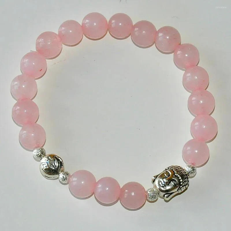 Strand Rosequartz Crystal Stone Natural Stone Buddha Lotus شفاء الطاقة سوار الطاقة التأمل القلب شقرا العقل الروحية