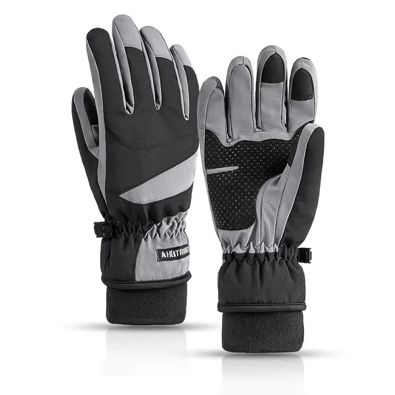 Gants de sport Ski hiver hommes imperméable moto extérieur thermique polaire cyclisme écran tactile doigts complets 231202