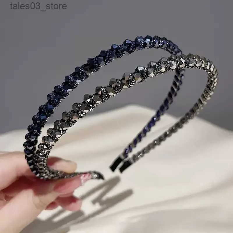 Huvudbonad hårtillbehör Fashion Crystal Bezel Headwear Women Headband Girls Vintage Hair Bands Haiand Hoop For Wedding Party Hair Accessories Q231204