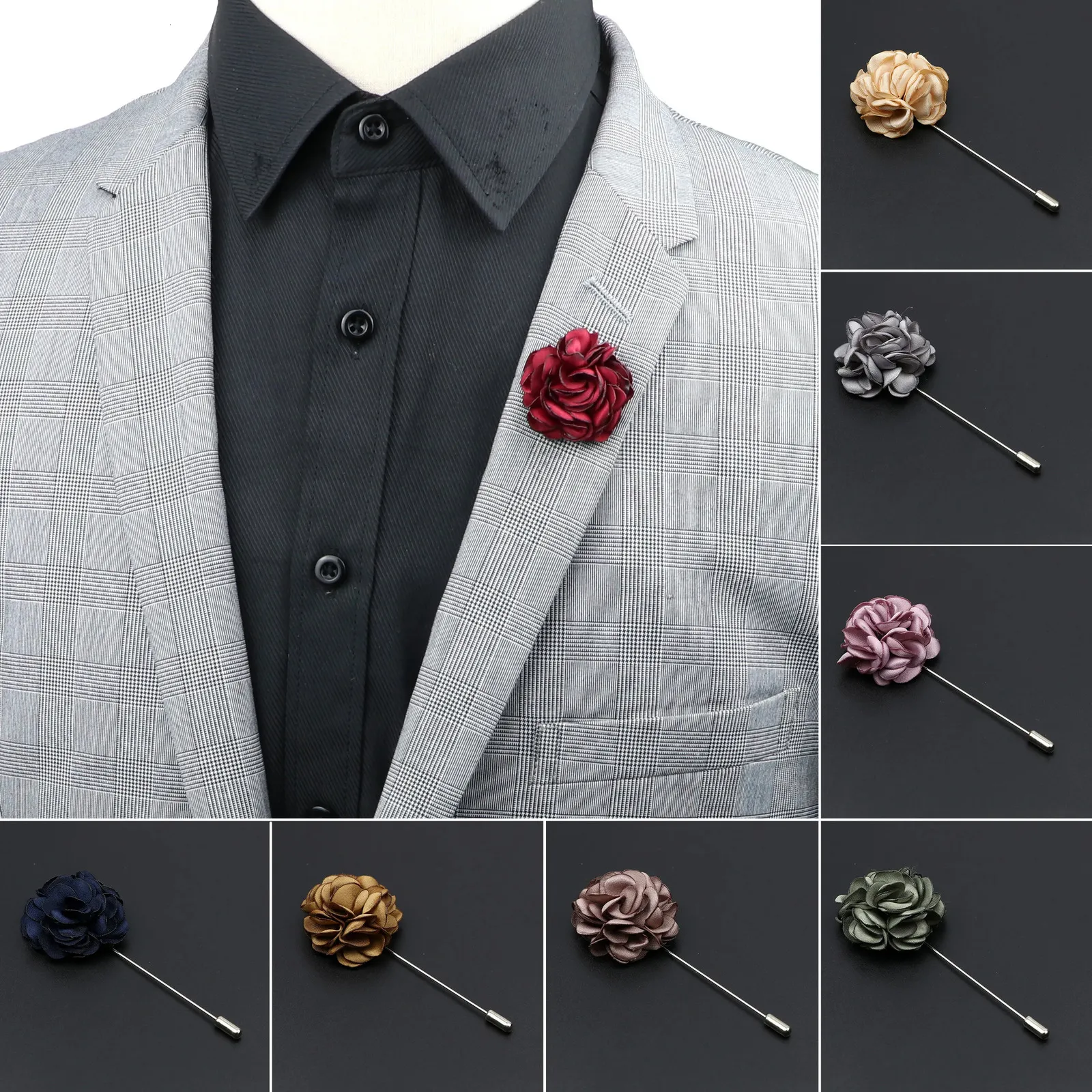 Pins broches masculinos feitos à mão broche floral pino terno camisa corsage colar lapela pino casamento boutonniere jóias roupas acessório 231202