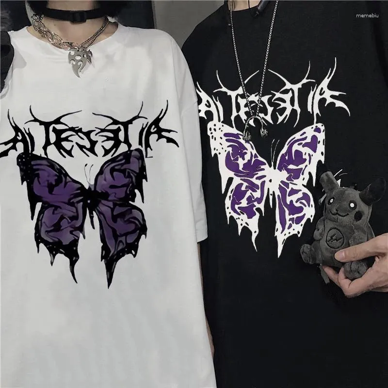 Men's Tank Tops T Shirt Punk Butterfly Harajuku Dark Men Oversized Swag Unisex Short Sleeve Hip Hop Gothic Male T-shirts