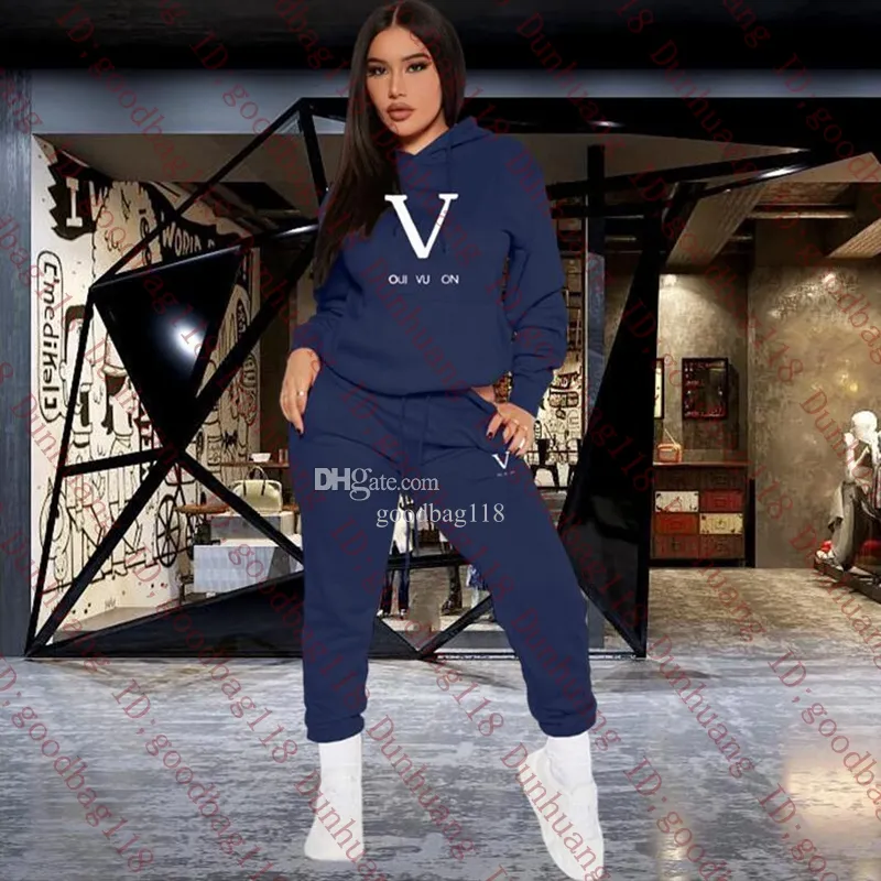 Kvinnor Tvådelar Set Designer Sports Suit Female Pullover Tops och Long Pants Luxury 2 PCS Letter Printed Tracksuit Fashion Women Sports Jogging Tracksuits