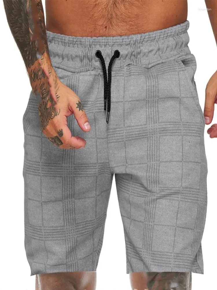Herr shorts sommar kort casual stil polyestermaterial 2023 tryckt modeficka lös elastisk midja