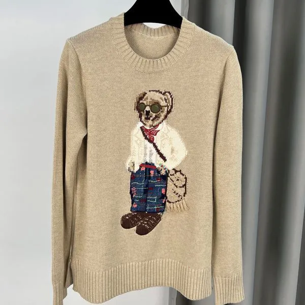 Ralph Sweater Laurence RL Designer Women knits Bear Sweater Polos Pullover Ambrodery Fashion Senboursed Sevents Under Long Longed Designer Women Women Sweater 676