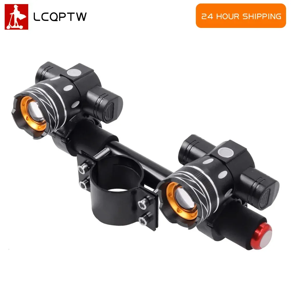 Bike Handlebars Components LED Headlight For Xiaomi M365 Pro Electric Scooter Zoomable 1200mAh Battery USB Rechargeable 150LM XM L T6 Light Front Lamp 231204