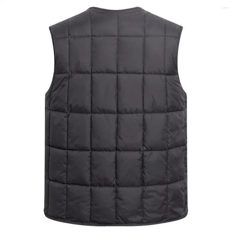 Gilet da uomo Gilet da uomo invernale imbottito spesso sciolto antivento con scollo a V design monopetto calda fodera in peluche senza maniche