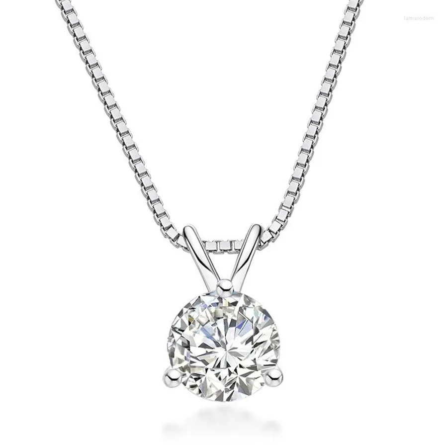 Pendentifs Anu VVS1 D couleur 1ct Moissanite diamant plaqué or 18 carats, pendentif à trois griffes, colliers cadeaux d'anniversaire Whole280j