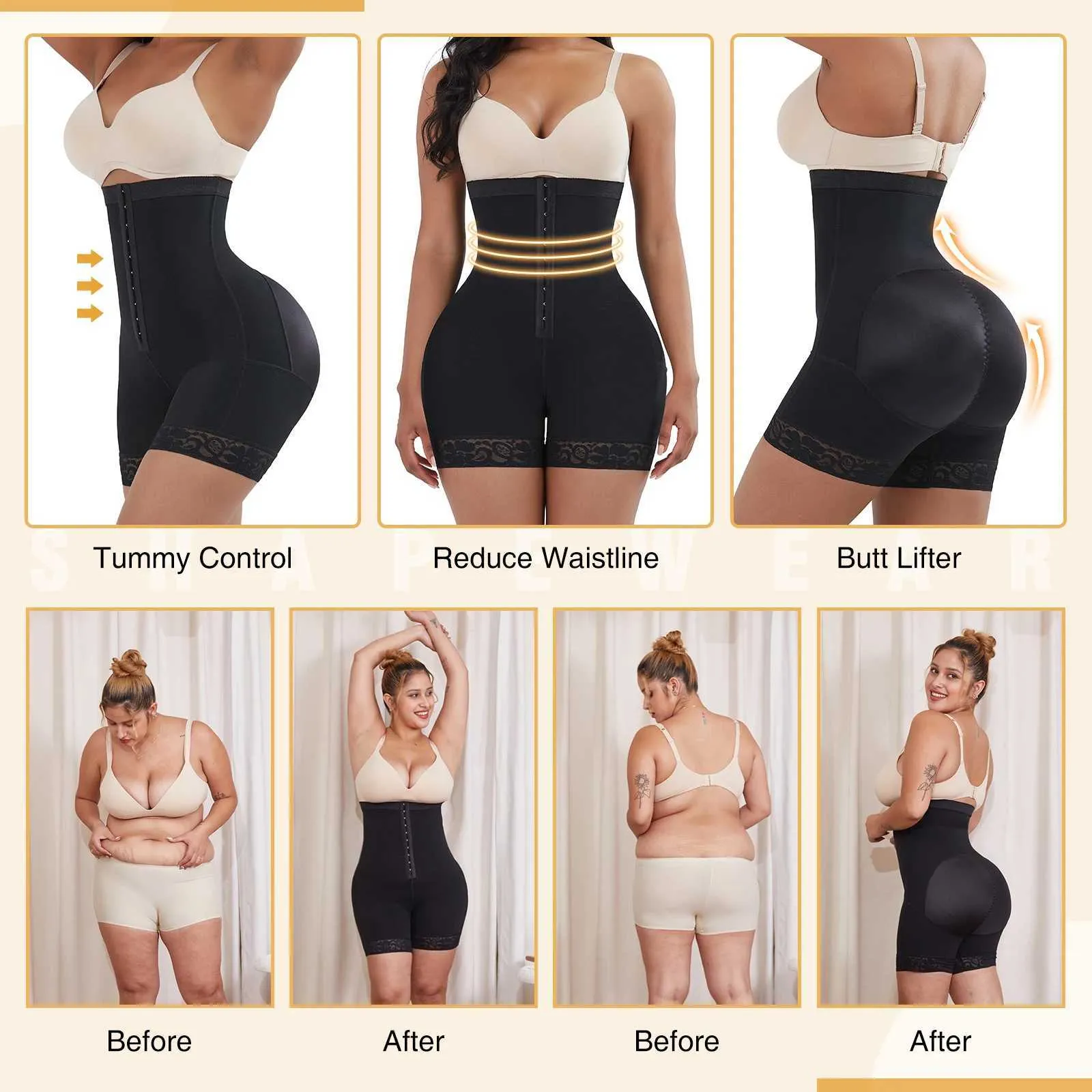 Waist Tummy Shaper Fajas Colombianas Butt Lifter Shapewear High Waist Tummy  Control Panties Waist Trainer Body Shaper Slimming Sheath Flat