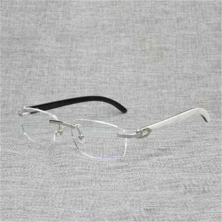 Natural Wood Square Clear Glasses Frame Men Buffalo Horn Oversize