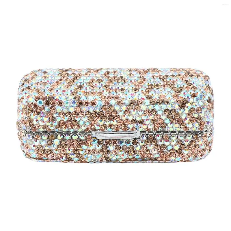 Sacs à cosmétiques dames portables voyage à domicile étui à rouge à lèvres quotidien avec miroir brillant strass support de rangement universel maquillage luxueux