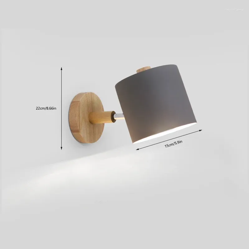 Vägglampor nordisk lampa kreativ macaron solid trä sängen lätt korridor gång sconce led e27 glödlampa lätt att installera 85-265v