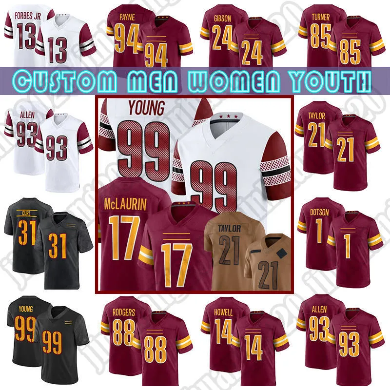 17 Terry McLaurin Football Jerseys 99 Chase Young Washingtons Jahan Dotson Commanders Antonio Gibson Jonathan Allen Tress Way Daron Payne Sean Taylor Sam Howell