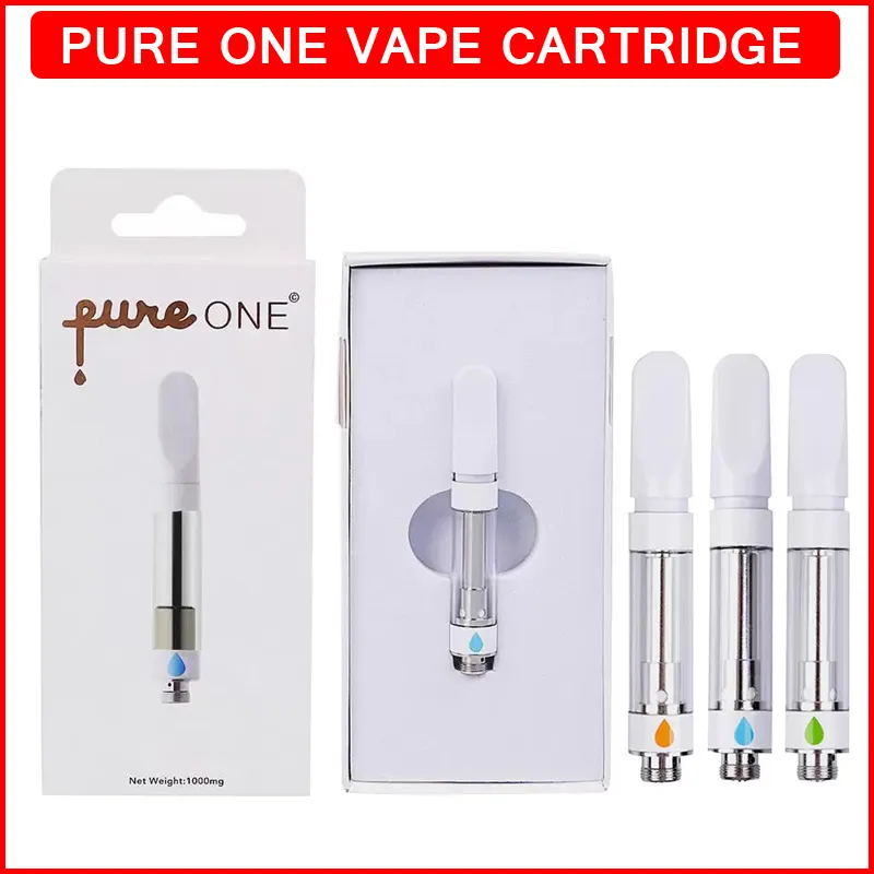 Pure One Glass Carts Ceramic Atomizers COIL VAPE CARTRIGGES 0,8 ml 1,0 ml TOM ATOMIZER 510 Tråd tjock oljepatron med förpackningsförpackare