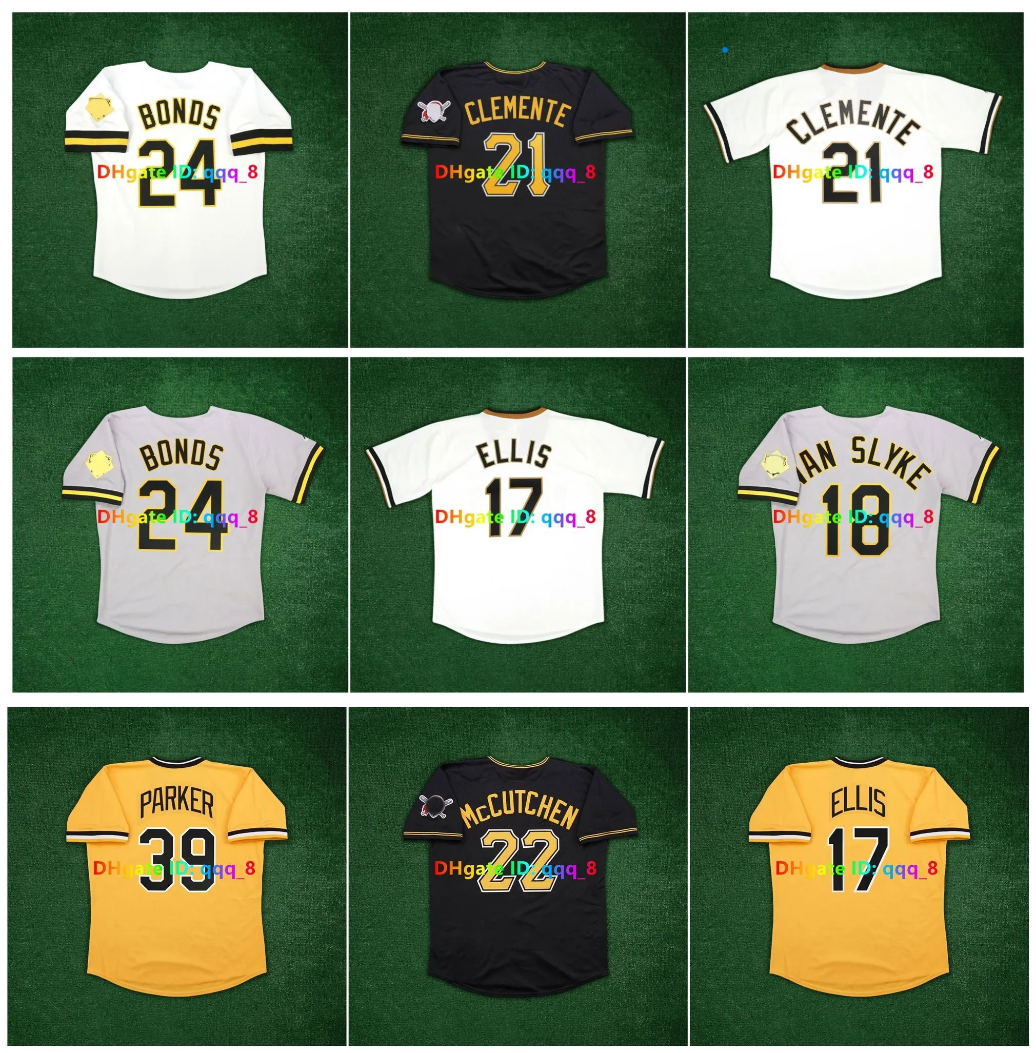 Barry Bonds Dock Ellis Throwback Baseball Jersey Cooperstown Willie Stargell Bill Mazeroski Jason Kendall Andy Van Slyke Roberto Clemente McCutchen