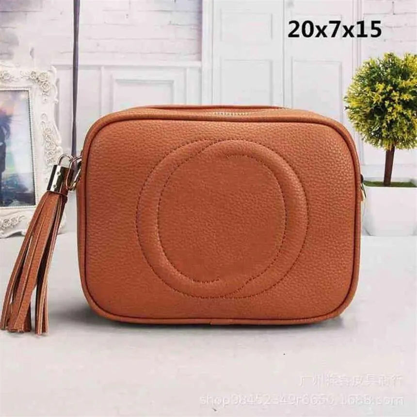 Women's camera bag style solid color litchi pattern horizontal square zipper Single Shoulder Messenger Bag254g