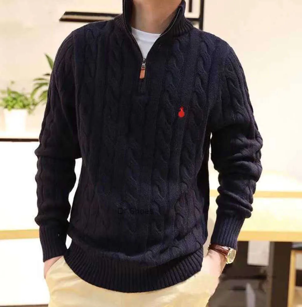 Kış Erkek Hoodies Sweatshirts Belktleneck Örgü Sweater Uzun Kollu Fermuar Sweaters Polo Baskılı Giyim 499
