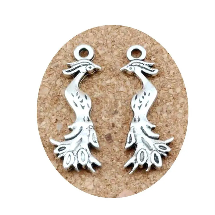 100 st antika silver Phoenix charms hängen för smycken tillverkar örhängen halsband och armband 11 5x32mm A-252303V