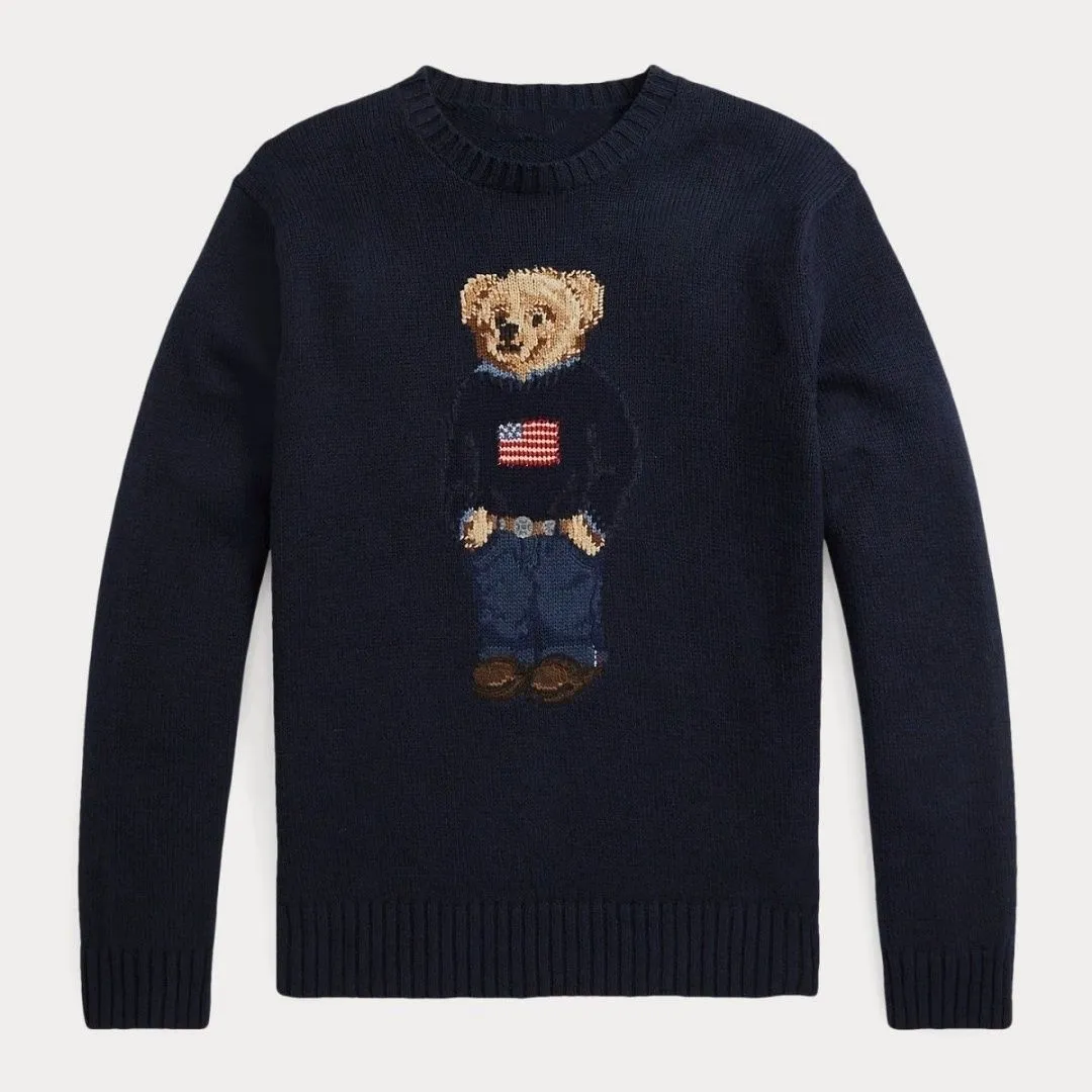 RL Designer Women Knits Bear Sweater S E Polos Pullover broderie mode Pullaires tricotés à manches longues décontractées