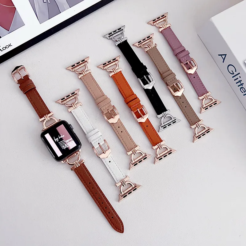 Designer Leather Watch Band Smart Straps For Apple Watch Band Ultra 38mm 42mm 44mm 45mm IWatch Band Series 8 9 4 5 6 7 Fashion Men Women Watchband