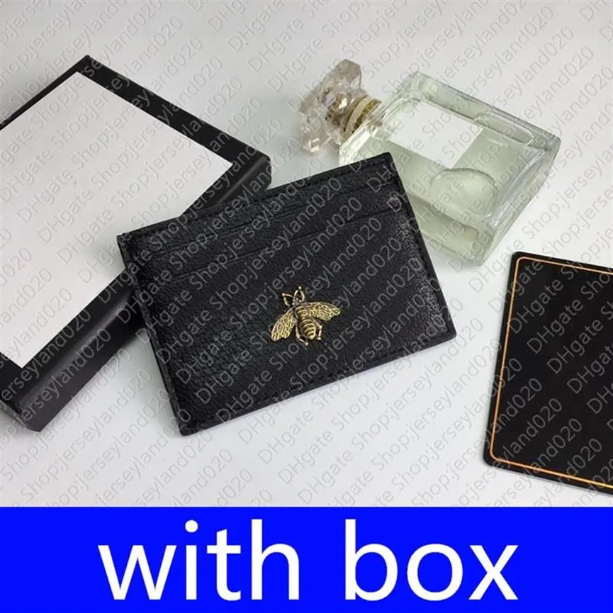 523685 Bee Animal Card Card Designer Mens Mens En cuir Carte Holder Mini Pocket Organizer Portefeuille Purse Signature Fashion Signature Cardhol2710