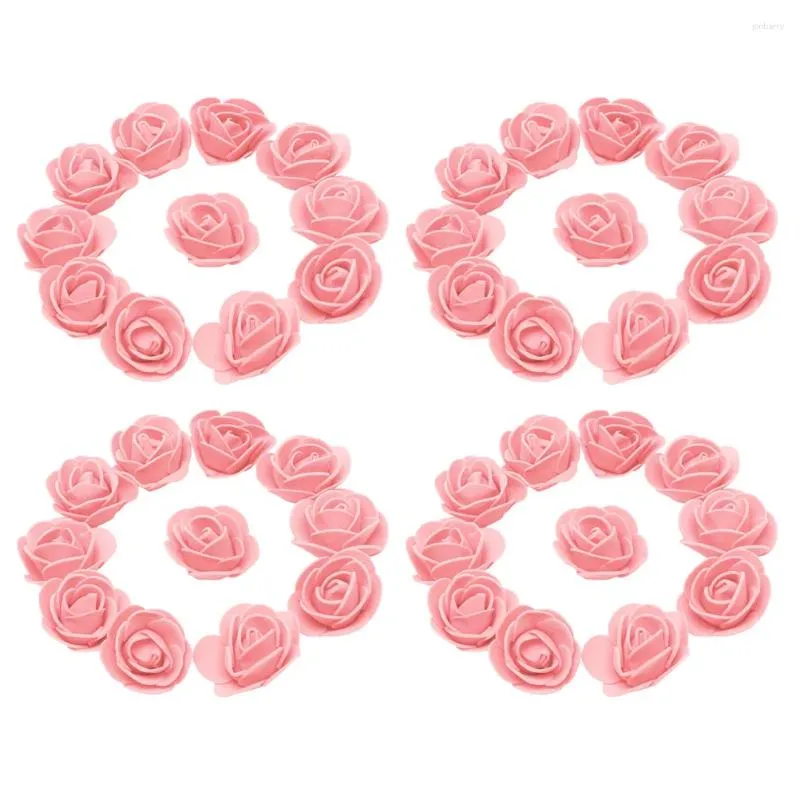 Flores decorativas 50 Pcs Rosa Simulação Cabeça Noiva Acessórios de Casamento Falso Espuma Artificial