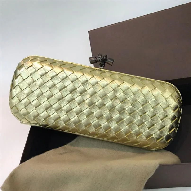 Vintage Satin Weave Leather Evening Bag Multifunktionell koppling Women's New Jewelry Box Cosmetic Bag Fashion Versatile Design 221L