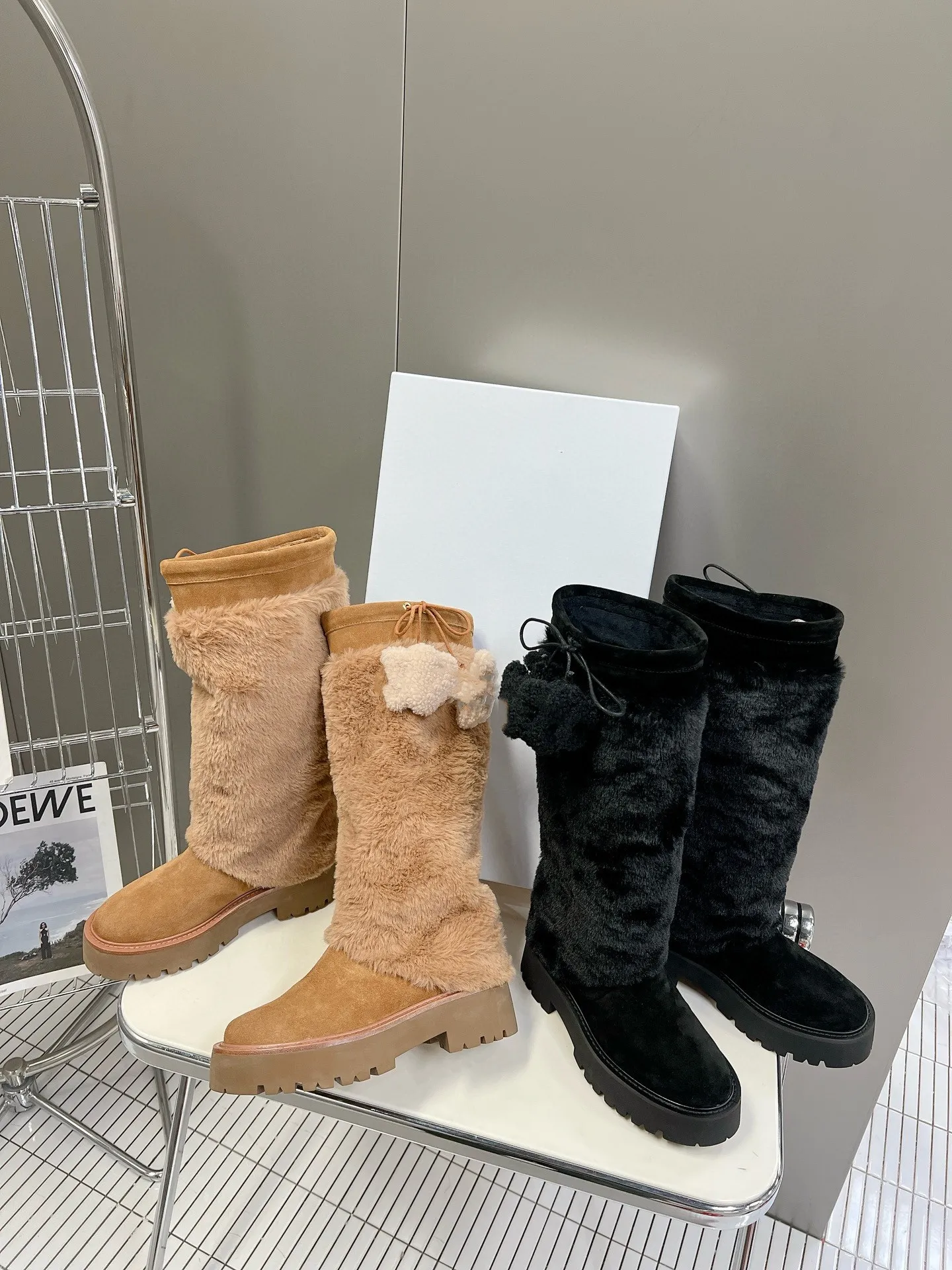 Avustralyalı Kadın Botlar Klasik Saç Botları Sıcak ABD Yarım Avustralya Botları Bailey Inter Saten Full Fur Fluffy Kürklü Dune Buckle Snow Boot