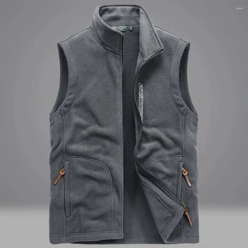 Gilets pour hommes Double face épaissir polaire hommes manteau décontracté gilet automne hiver streetwear mode mâle solide fermeture éclair chaud vestes sans manches