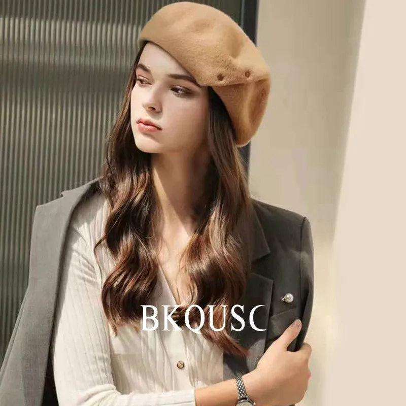 Berets Premium Aussie Wool French Beret Women's Hat Elegant Vintage Painter Beautiful Berets Woman Luxury Stylish Soft Artist Beret Hat 231204