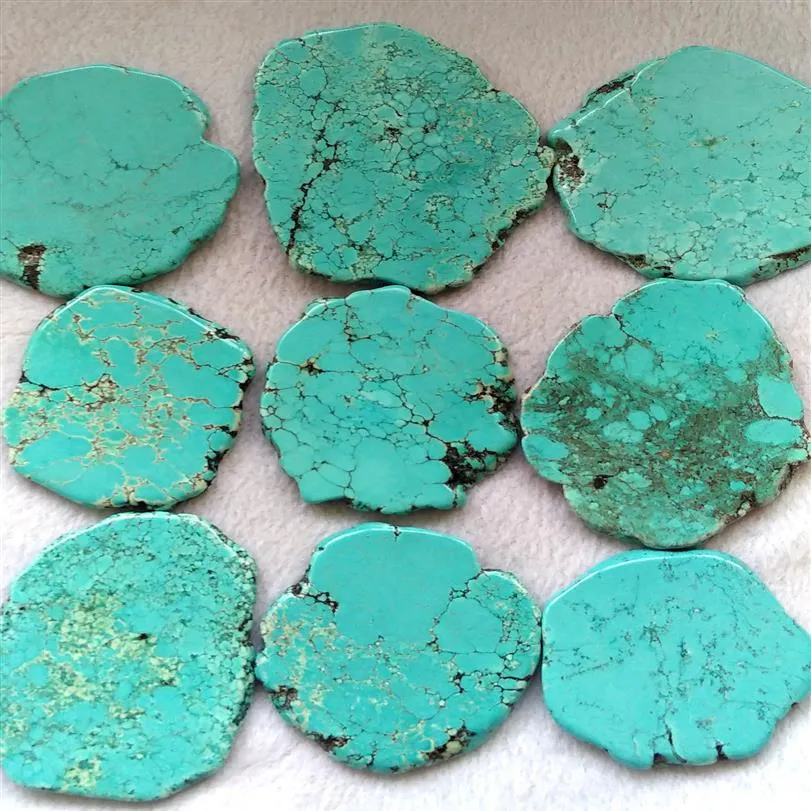 5pcs Turquoise Slab turquoise stone cabochon card slab form Veins flat nuggets bead finding 30-100mm4 high quality252a