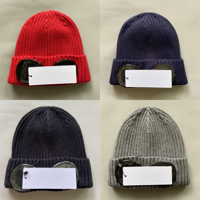 Wool Hat Luxury Designer Beanie dla mężczyzn Dwa obiektywu zimowe czapki zagęszcza się żebrowana czaszka elastyczność popularna modna ciepła maska ​​Homme GA040