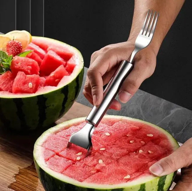 Fruktverktyg Creative Watermelon Cutter Artifact Hushållens vattenmelongaffel Multi-Use Fruit Divider Kitchen Cutter redskap