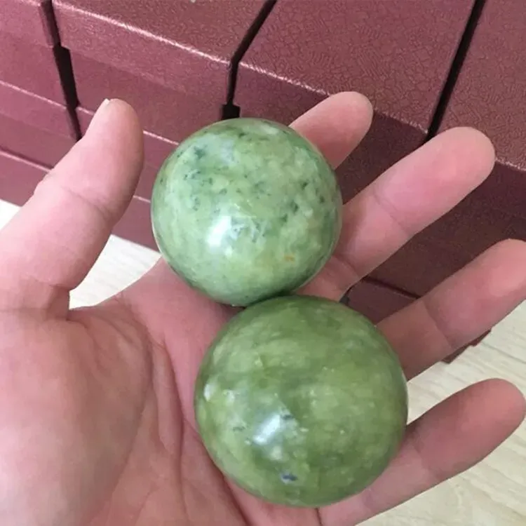 Dropshipping Green Jade Natural Stone Massage Ball 50mm Exercise Meditation Stress Relief RSI Handball Fitness gym Ball Health Care Gift box