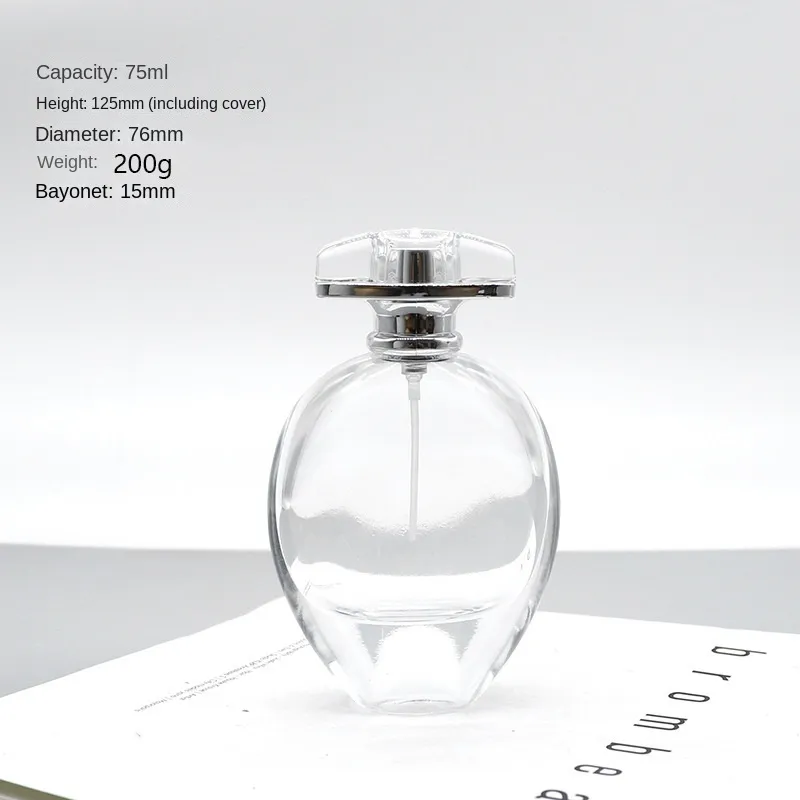 Glass perfume bottle 75ml high-grade spray bottle bayonet Oval bottle Cosmetics empty bottle