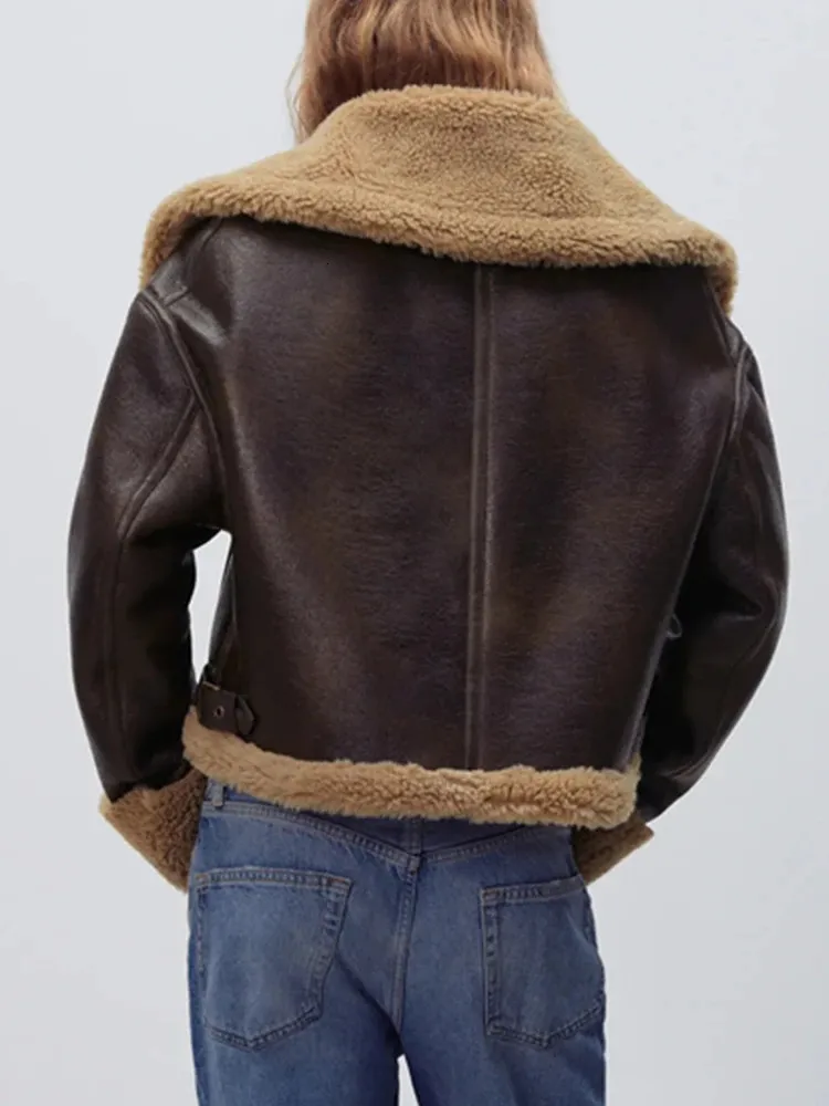 Blouson En Cuir Suédé (daim) Pour Femme - Style Aviateur/bomber Chic - Chaud, Mi-saison - Coupe Courte Affinante