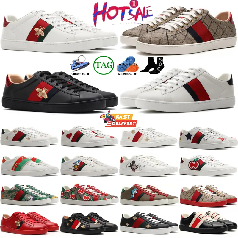 Designer Marque de luxe Style classique Ace Casual Chaussures Hommes Femmes Baskets Bee Snake Cuir Brodé Stripes Tiger Chaussures Blanc Noir Baskets de sport