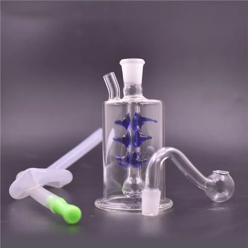 2st mini oljebrännare bong tjocka bubblar vattenrör med 10 mm manlig pyrex glas oljebrännare rör silikon halmrör billigast 12 ll