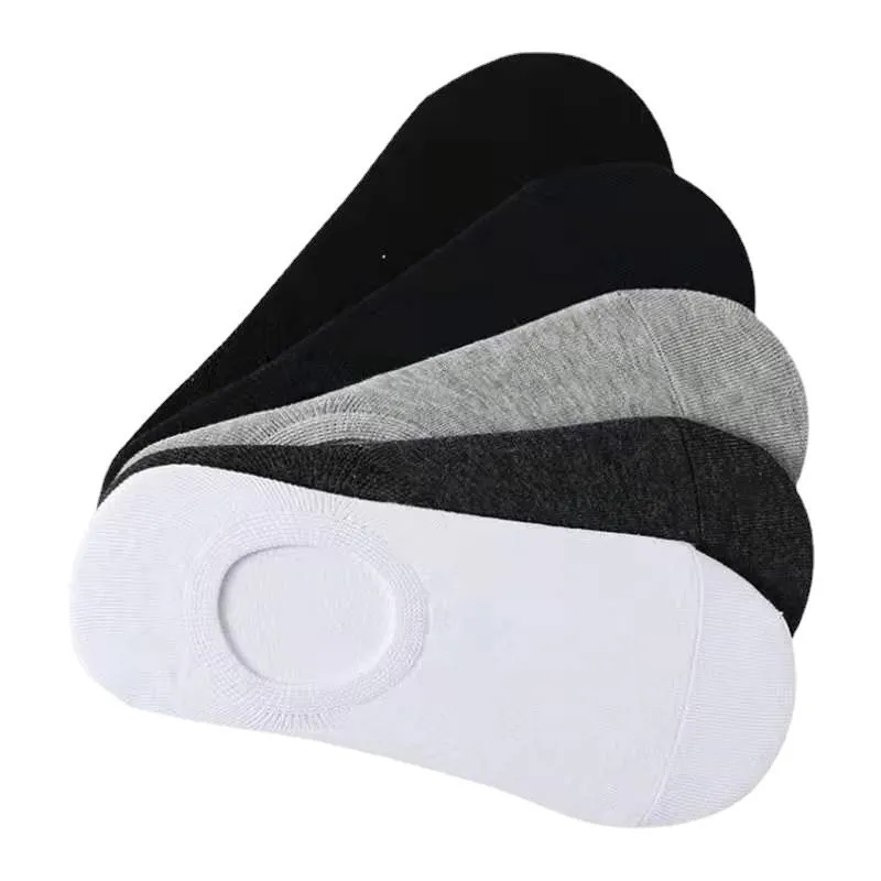 Solid Color Short Men Socks Black White Grey Breattable Sock Slippers Women Non-Slip Business Low Cut Sock Ankel