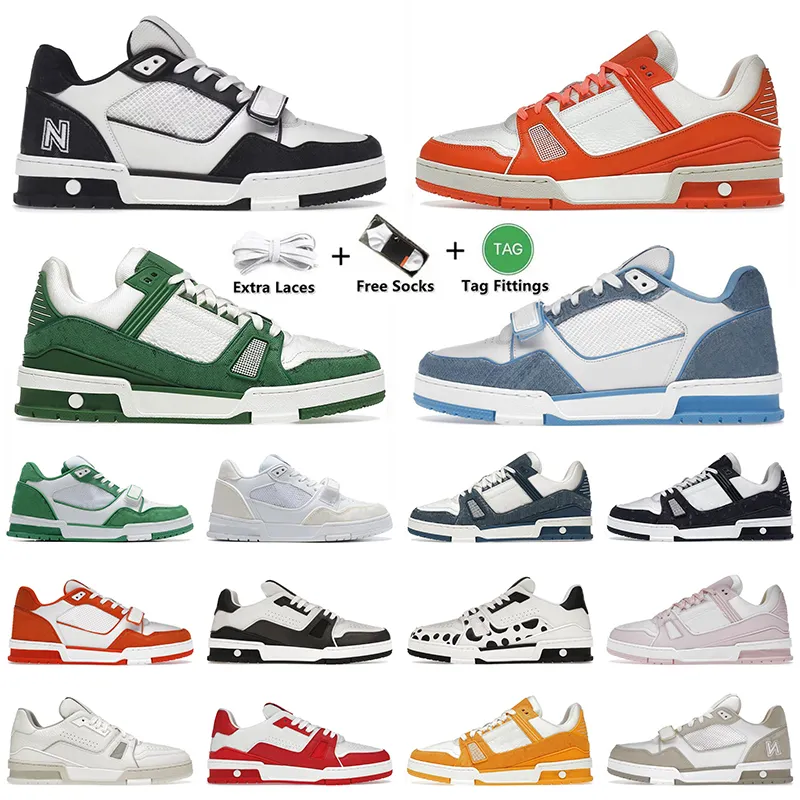 Designer Men Sneaker Virgil Trainer Casual Shoes Low Calfskin Leather Abloh Overlays Monograms Denim White Green Red Blue Platform Outdoor women Sneakers Size 36-45