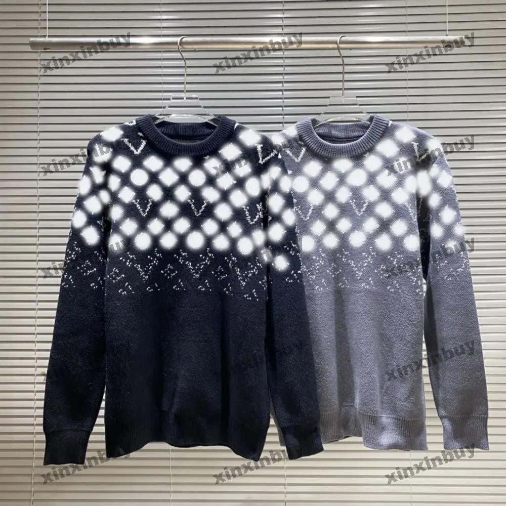 xinxinbuy Felpa con cappuccio da uomo firmata Felpa con lettera sfumata jacquard manica lunga da donna blu Nero bianco grigio XS-2XL