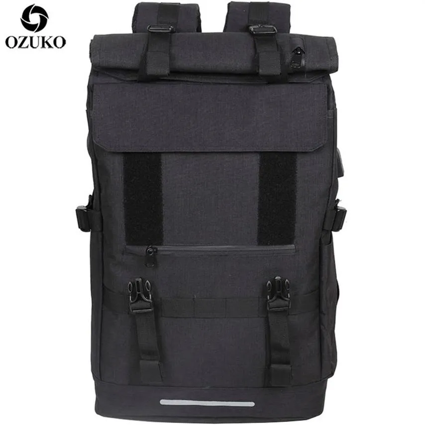 Ozuko 40L Büyük Kapasiteli Seyahat Sırt Çantaları Erkekler USB Ücret Dizüstü Bilgisayar Sırt Çantası Gençler için Çok Fonksiyonlu Seyahat Erkek Okul Çantası 211203283N