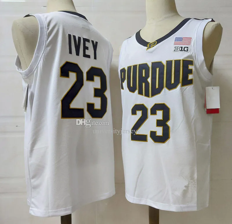 23 Jaden Ivey 15 Zach Edey Boilermakers Basketball Jerseys White Black Mens Jersey