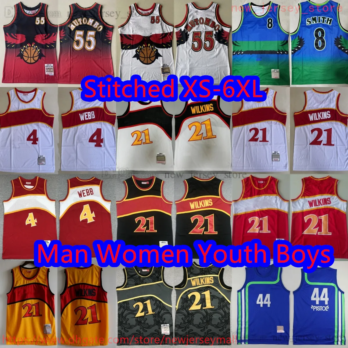 DHgate Throwback Basketball Jersey Custom S 6XL Breathable Sports Shirt Classic Vintage Stitch Dikembe Mutombo Spud Webb Steve Smith Sports Outdoors